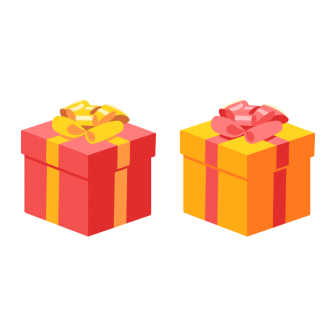 Gift or Present Box with Ribbon Bow 2 Colors Free PNG and Vector
