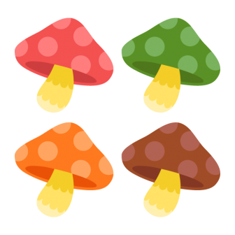 Mushrooms 4 Colors Free PNG and Vector