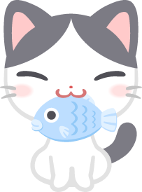 お魚くわえたぶち猫の無料ベクターイラスト素材