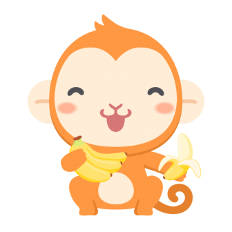 大好きなバナナを手にご満悦な猿の無料ベクターイラスト素材