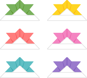折り紙の兜／6色の無料ベクターイラスト素材