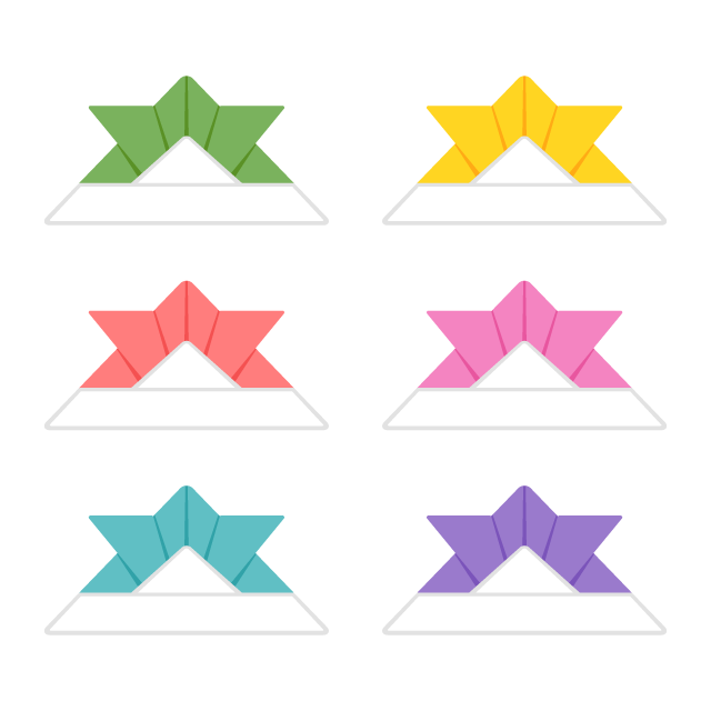 折り紙の兜／6色の無料ベクターイラスト素材