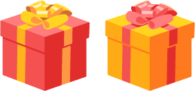 Gift or Present Box with Ribbon Bow 2 Colors Free PNG and Vector