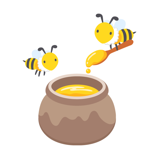 ミツバチと蜂蜜の壺の無料ベクターイラスト素材 Picaboo ピカブー 無料ベクターイラスト素材