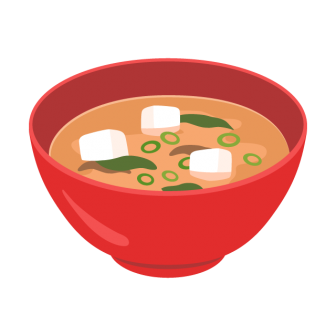 豆腐とワカメのお味噌汁の無料ベクターイラスト素材