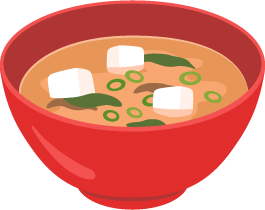 豆腐とワカメのお味噌汁の無料ベクターイラスト素材