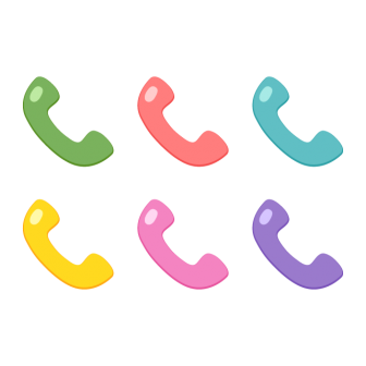 電話の受話器／6色の無料ベクターイラスト素材
