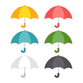 雨傘／6色の無料ベクターイラスト素材