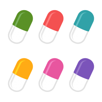 薬のカプセル／6色の無料ベクターイラスト素材
