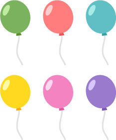 Balloon 6 Colors Free PNG and Vector