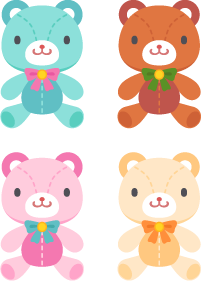 Stuffed bears 4 Colors Free PNG and Vector