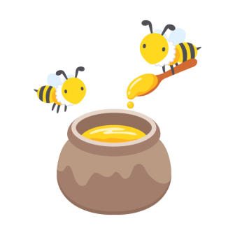 ミツバチと蜂蜜の壺の無料ベクターイラスト素材