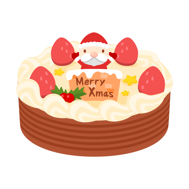 いちごとチョコのクリスマスケーキの無料ベクターイラスト素材