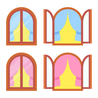 Curtains Window 2 Colors Free PNG and Vector