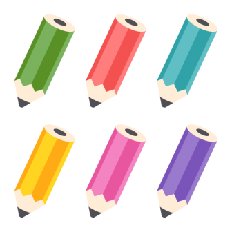 Pencils 6 Colors Free PNG and Vector