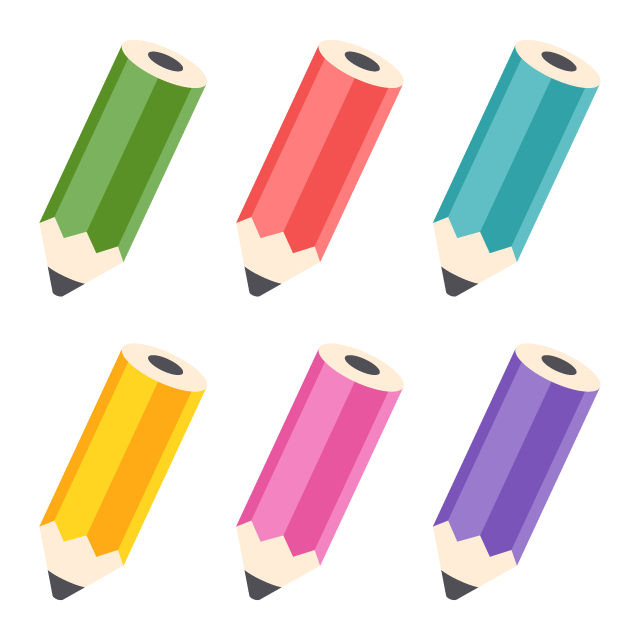 Pencils 6 Colors Free PNG and Vector - PICaboo! | Free Vector Images