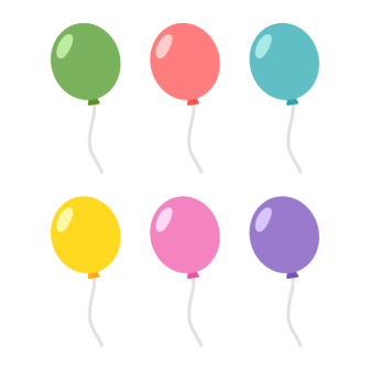Balloon 6 Colors Free PNG and Vector
