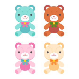 Stuffed Bears 4 Colors Free PNG and Vector