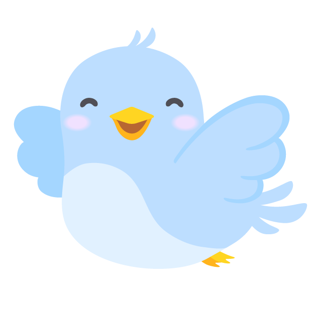 笑顔で飛ぶ青い鳥の無料ベクターイラスト素材 PICaboo! （ピカブー！） 無料ベクターイラスト素材