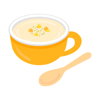 スープカップに注がれたコーンスープの無料ベクターイラスト素材