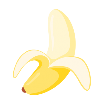 皮を剥いた黄色いバナナ（1本）の無料ベクターイラスト素材