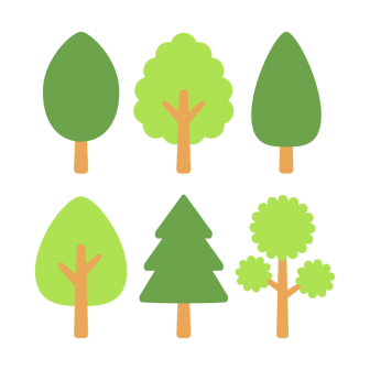 シンプルな木／6種の無料ベクターイラスト素材