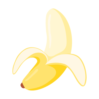 皮を剥いた黄色いバナナ（1本）の無料ベクターイラスト素材